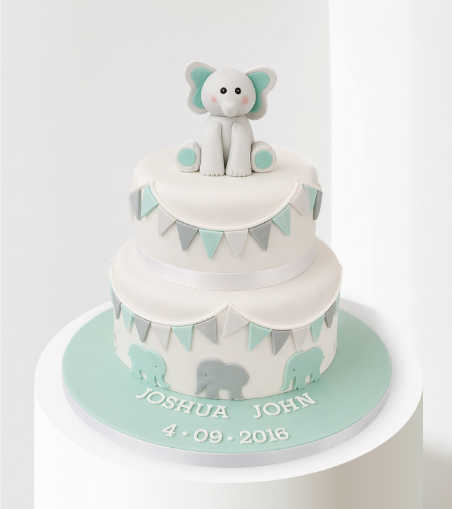 Blue Baby Elephant Cake, New Baby