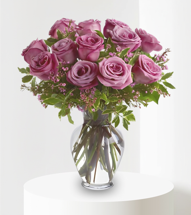 A Dozen Lavender Roses