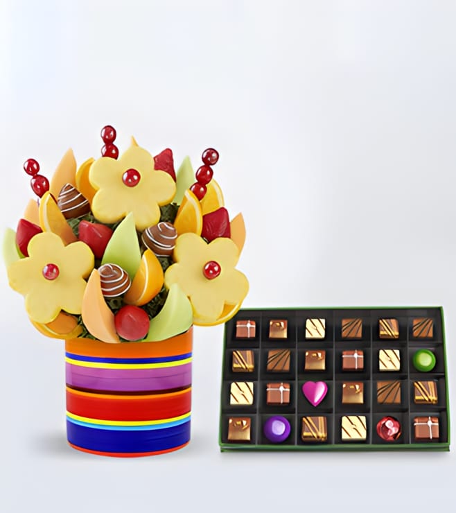 Sweet & Delicious Fruit Bouquet with The Prestige Chocolate Box