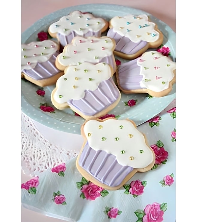 Purple Sparkle Cupcake Cookies