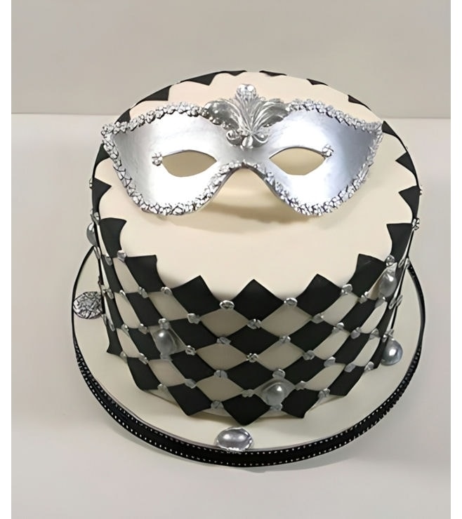 Silver Masquerade New Year Cake