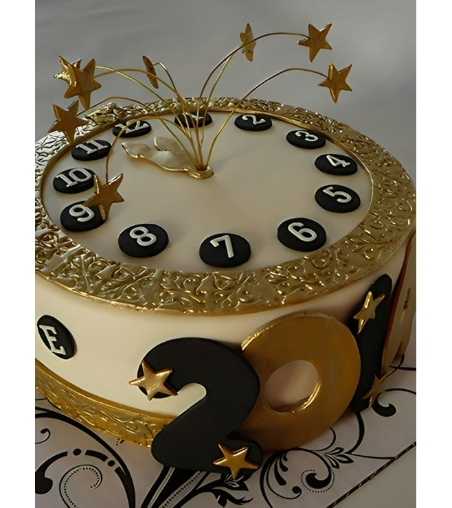 Clock Strikes Twelve New Year Cake