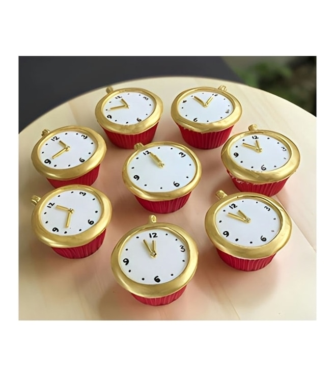 Gold Watches New Year Cupcakes