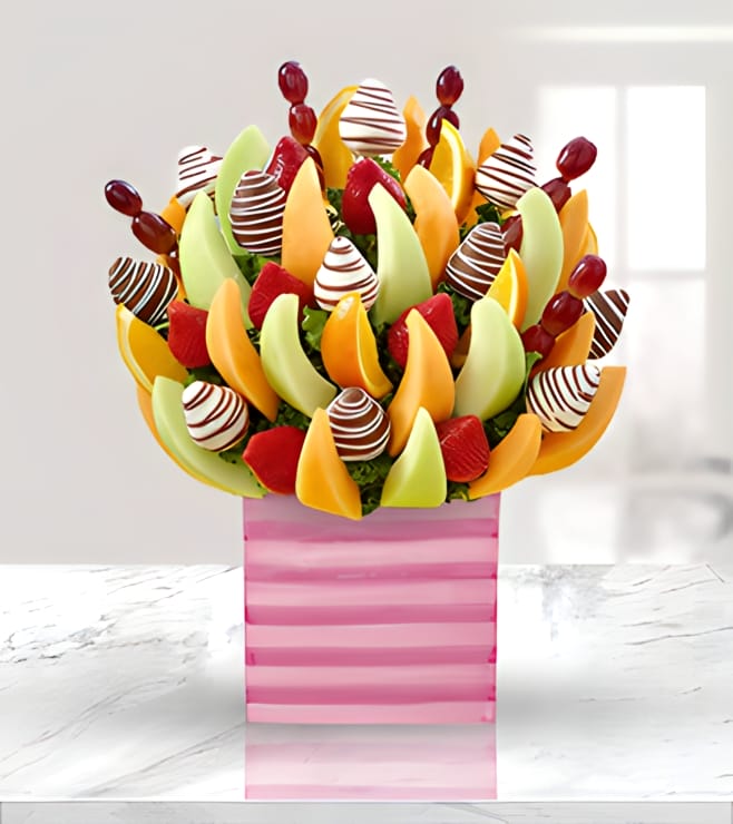 Blushing Pink Fruit Bouquet, Fruit Bouquets