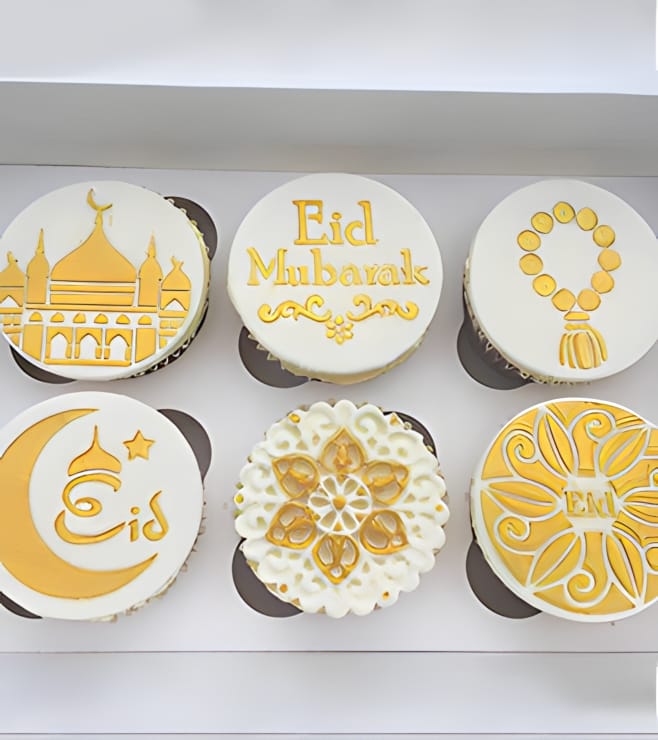 Golden Stencile Eid Cupcakes