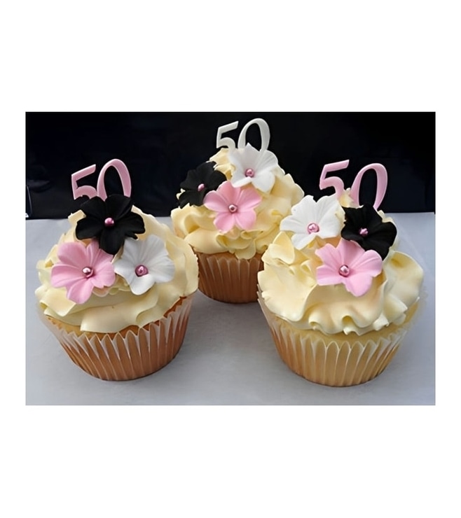 Flower Studded Birthday Cupcakes