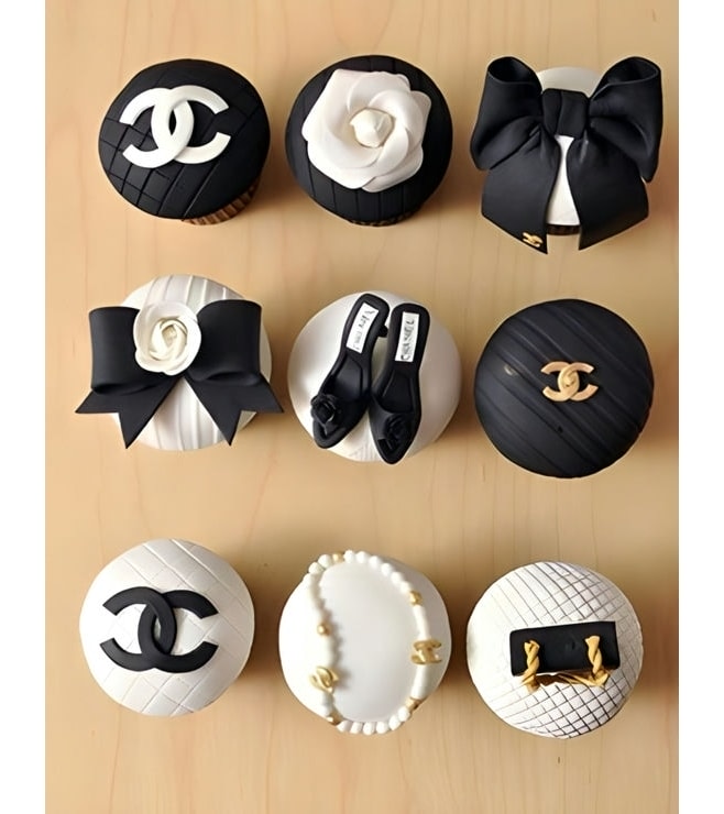 Monochrome Chanel Dozen Cupcakes
