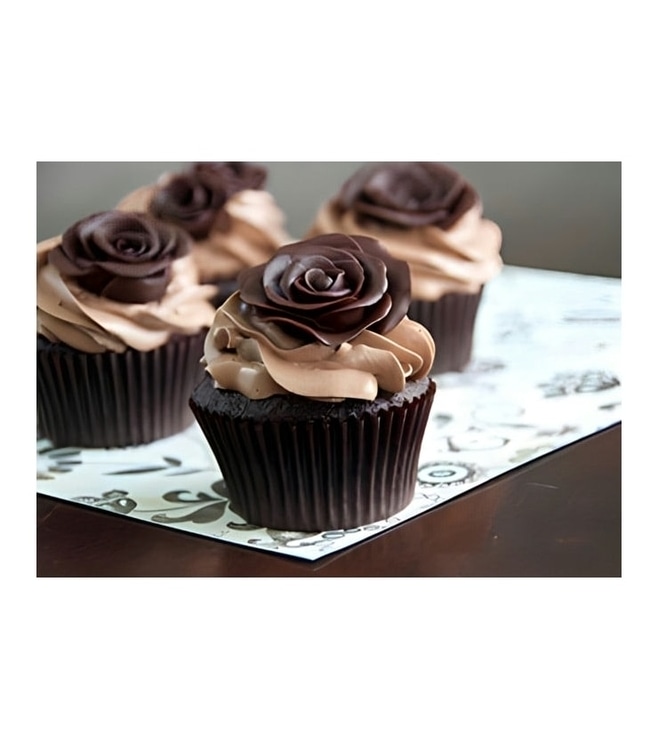 Black Rose Dozen Chocolate Cupcakes