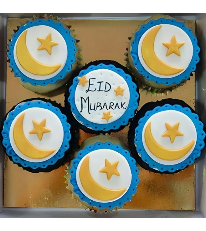 Golden Crescents Dozen Eid Cupcakes