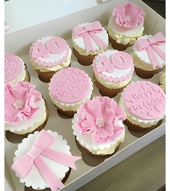 Pink Birthday Surprise Dozen Cupcakes