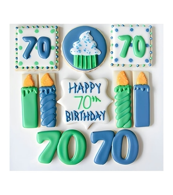 Blue & Green Birthday Cookies