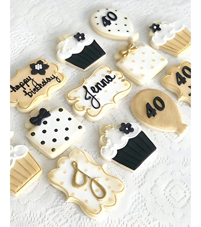 Golden Glam Birthday Cookies