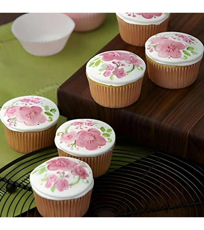 Painted Flowers Cupcakes
