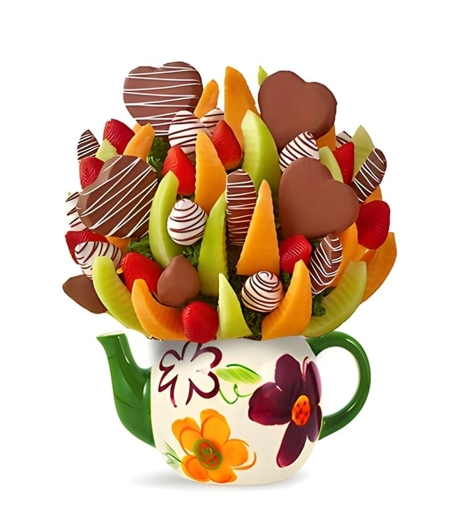 Chocolate Heart Drizzle Fruit Bouquet