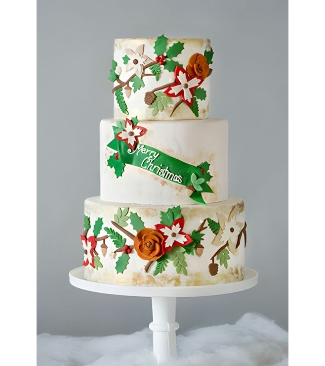 Chrismtas Wreaths Tiered Cake