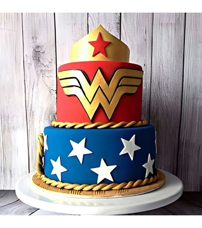 Wonder Woman Colors Tiered Cake