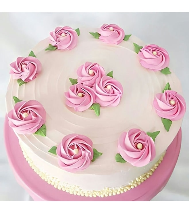 Pretty Pink Roses Cake