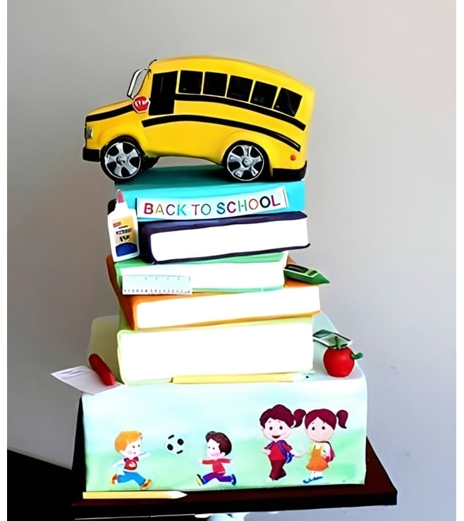 Back To School Bus and Books Cake