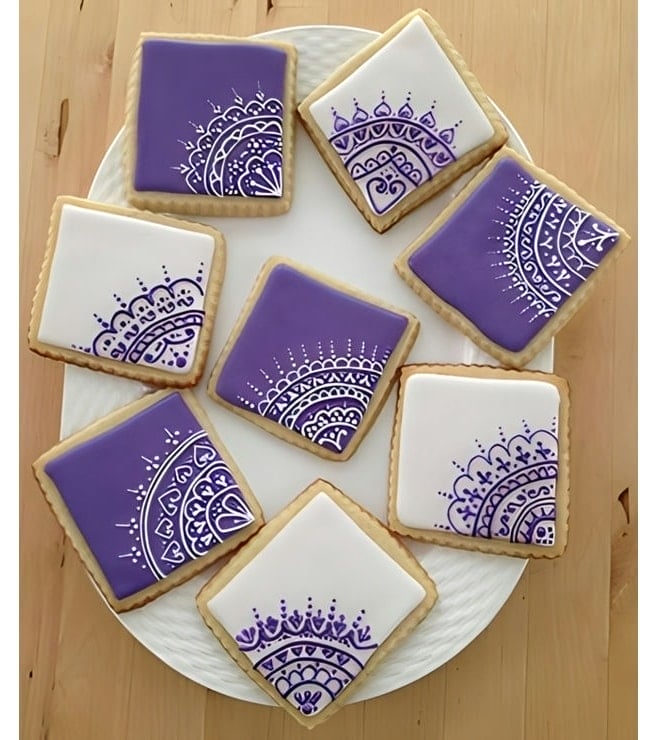 Purple Patterns Diwali Cookies