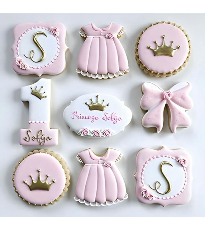 Pink and Gold Queen Cookies