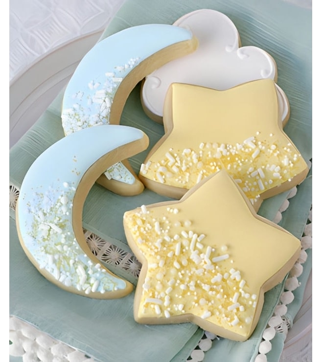 Pastel Moon and Star Cookies