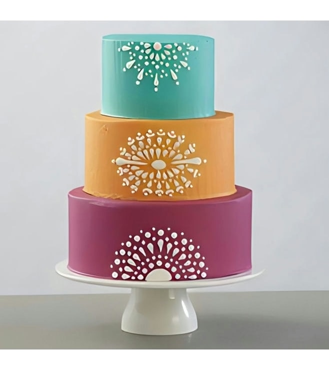 Abstract Blooms Diwali Cake