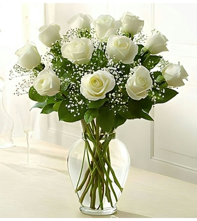 Pure Joy White Roses Bouquet