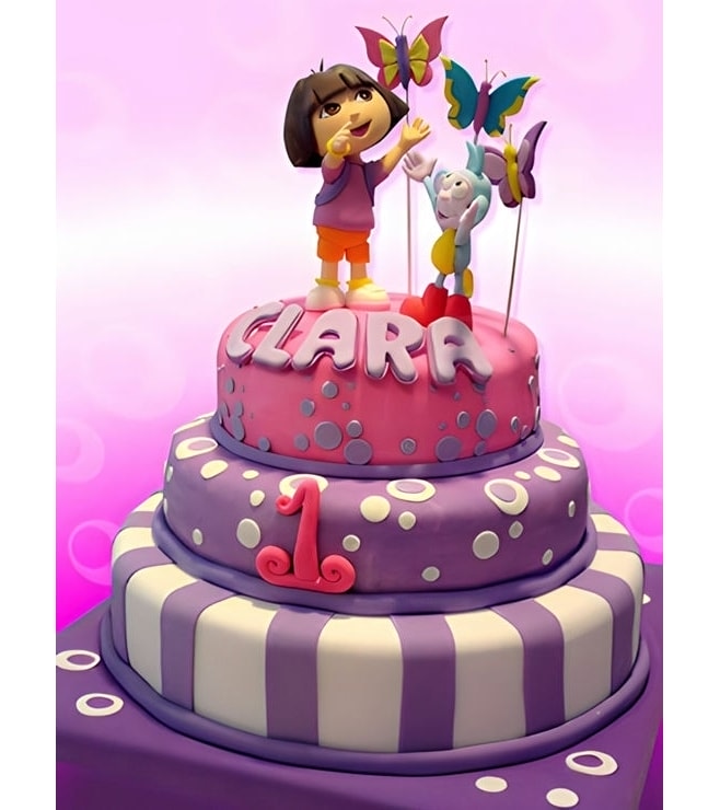 Dora and Boots Catching Butterflies Cake, Dora Explorer Cakes