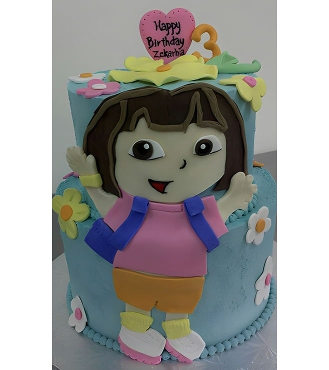 Dora the Explorer Tiered Wildflower Cake