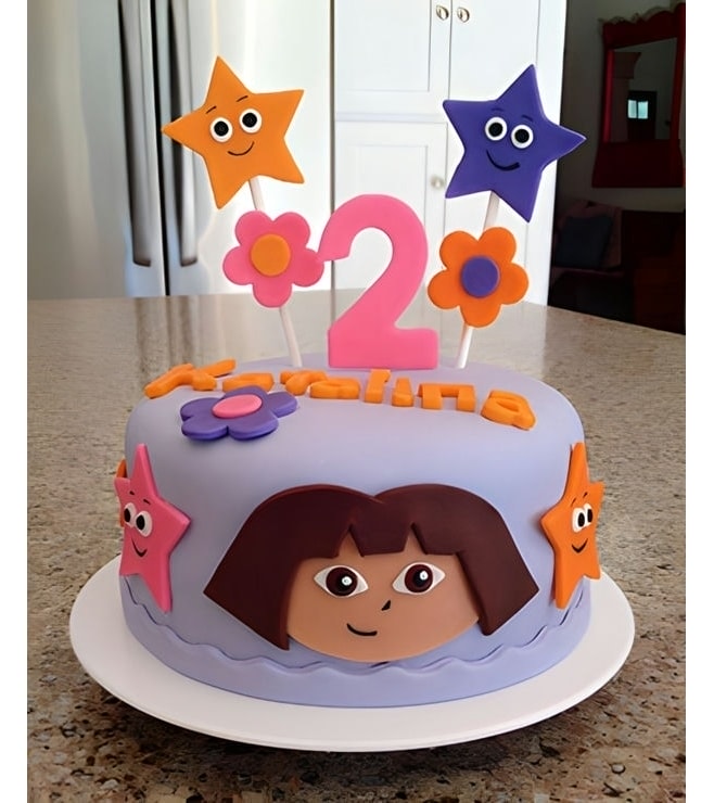 Dora the Explorer Purple Round Cake