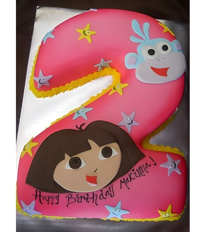 Dora and Boots Age Number Birthday Cake, Dora Explorer Cakes