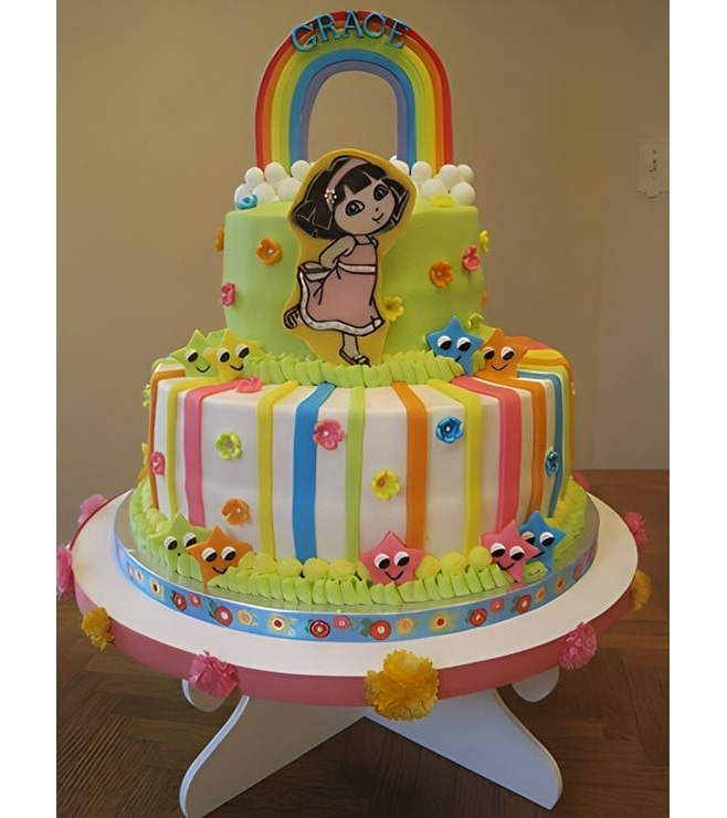 Rainbow Dora the Explorer Birthday Cake