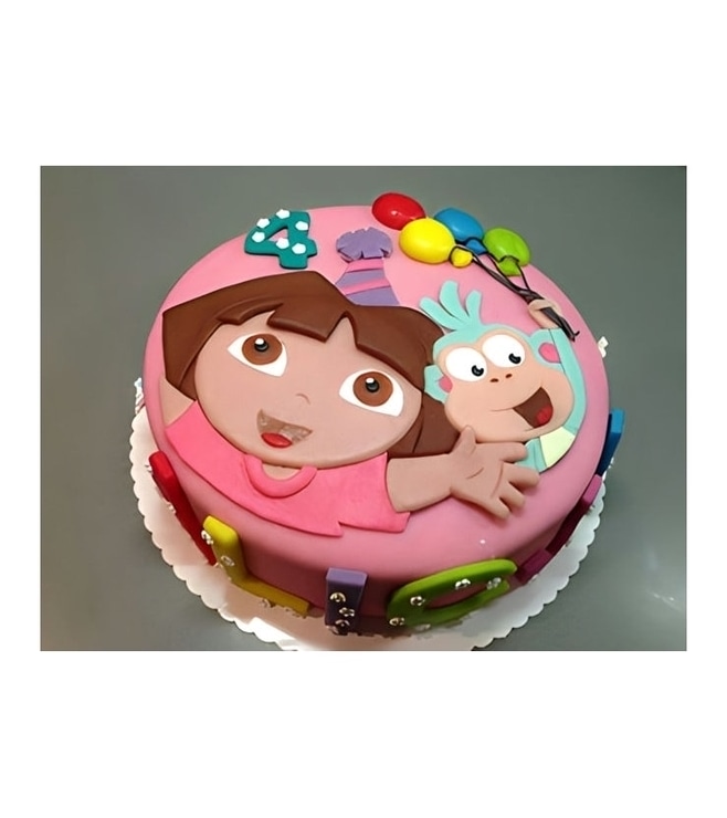 Dora and Boots Balloon Bash Cake