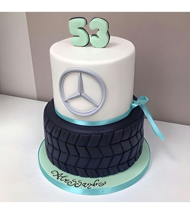 Tiered Mercedes Emblem Cake, Car Cakes