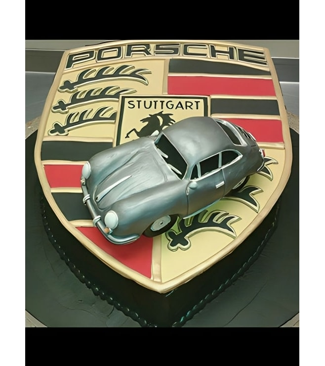 Classic Porsche Emblem Cake, Car Cakes