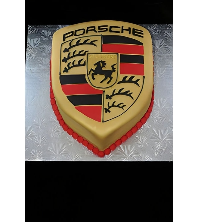 Raised  Porsche Emblem Cake, Car Cakes