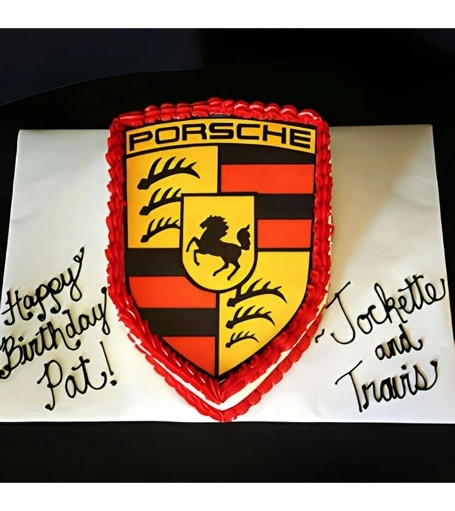 Porsche Race Day Emblem Cake, Car Cakes