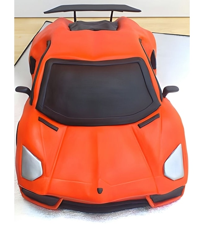 Fire Orange Lambo Birthday Cake, Car Cakes