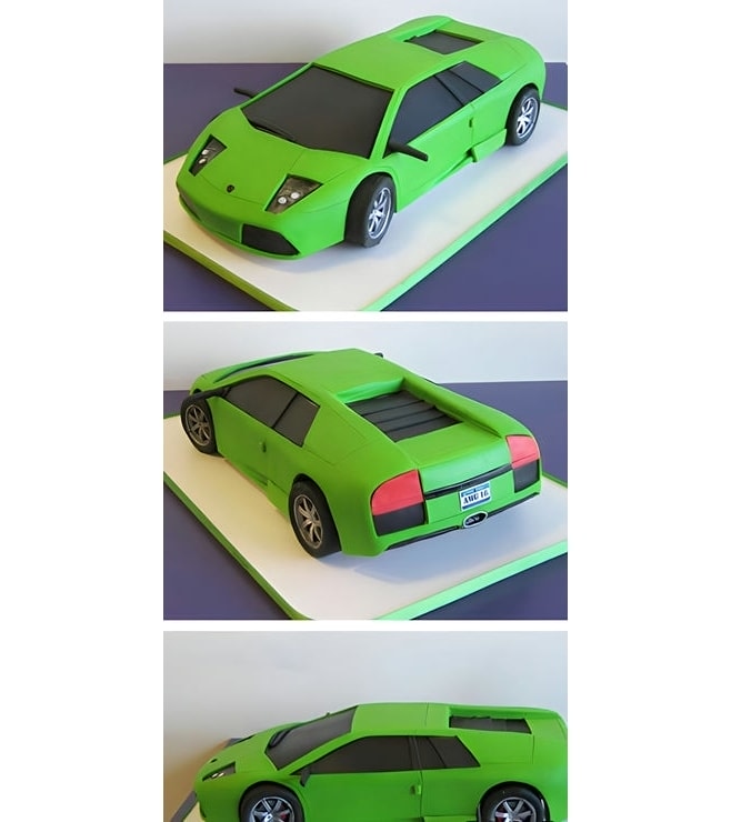 Green Lambo Birthday Cake, Car Cakes