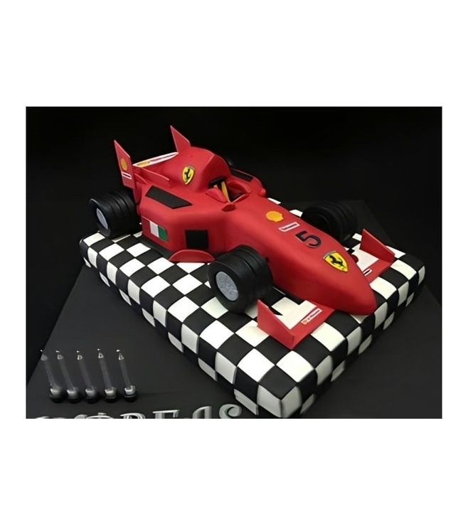 Indy Car Plus Checkered Flag Race Cake, Car Cakes