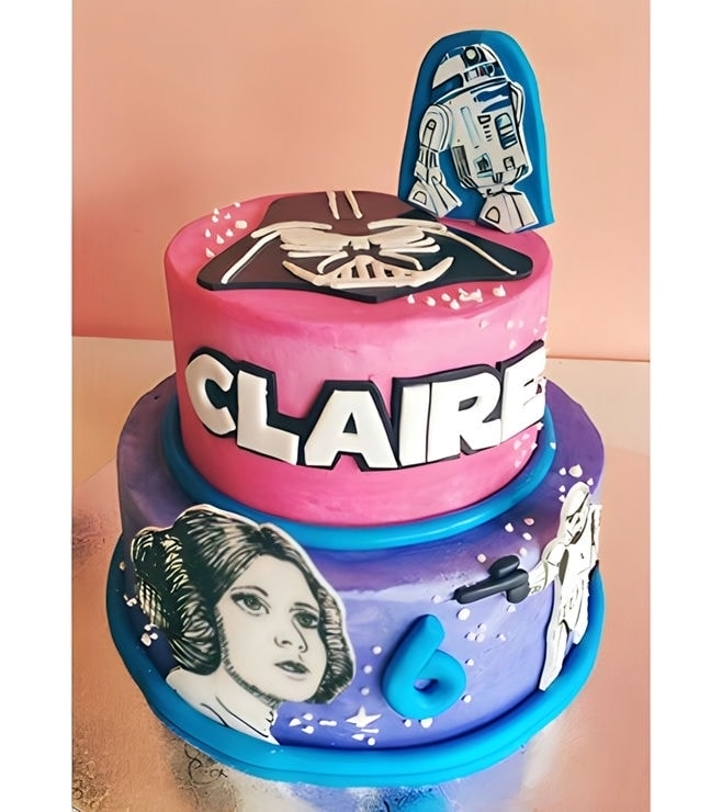 A New Hope Tiered Star Wars Birthday Cake, Girl
