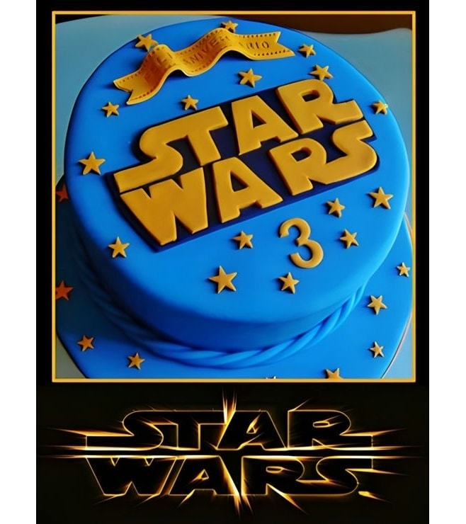 Classic Blue and Orange Star Wars Birthday Cake