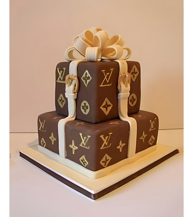 Louis Vuitton Stacked Box Cake, Bridal Shower Cakes