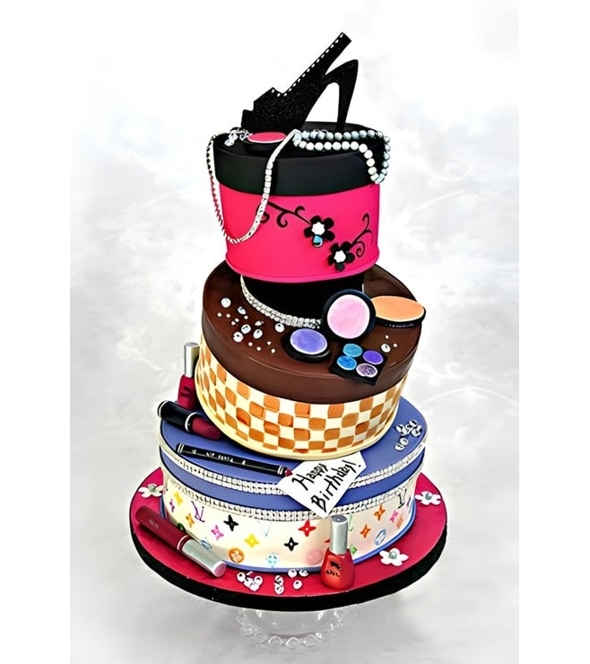 Color Burst Hat Box Bridal Shower Cake, Women