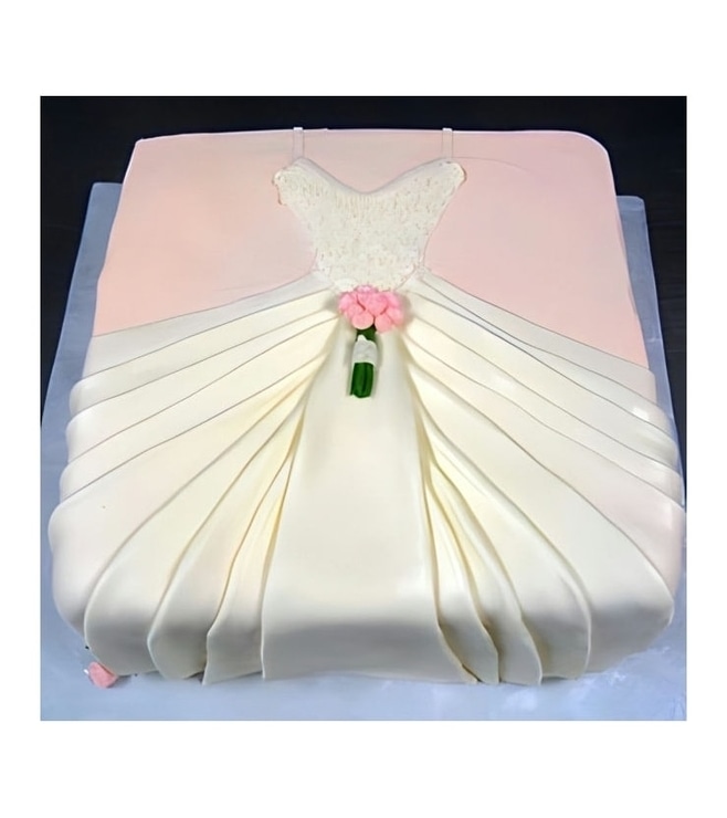 White and Pink Gown Bridal Shower Cake