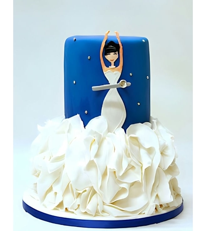 Elegantly Ruffled Gown Bridal Shower Cake