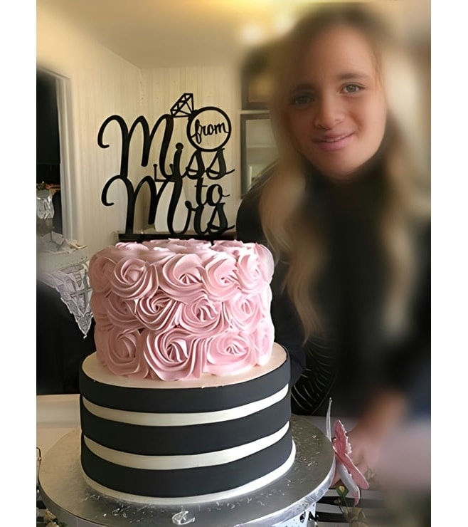 Black and White Stripe Floral Stack Bridal Shower Cake