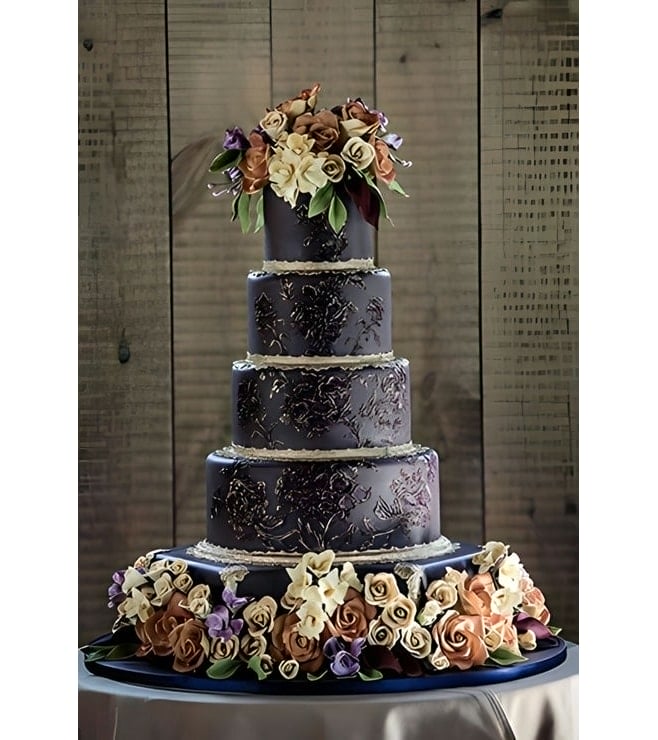 Fall Flowers Wedding Cake