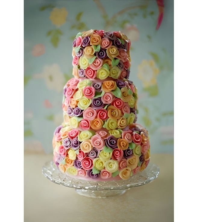Rainbow Flower Wedding Cake