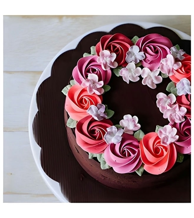 Dark Rose Wreath  Cake